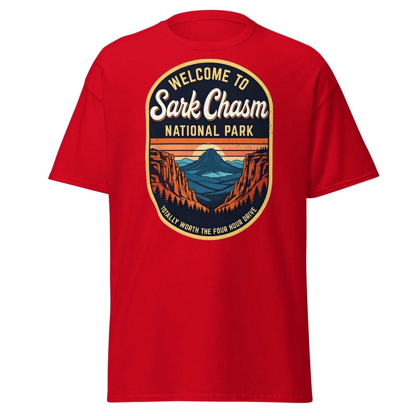 Sark Chasm National Park Tee | Funny Vintage Sarcasm Shirt - Red - T-Shirts Online