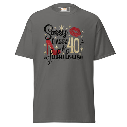 Sassy & Classy | 40th Birthday T-Shirt - Charcoal - T-Shirts Online