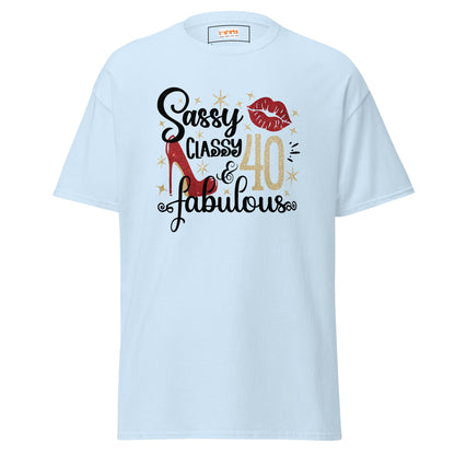 Sassy & Classy | 40th Birthday T-Shirt - Light Blue - T-Shirts Online