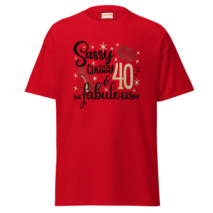 Sassy & Classy | 40th Birthday T-Shirt - Red - T-Shirts Online