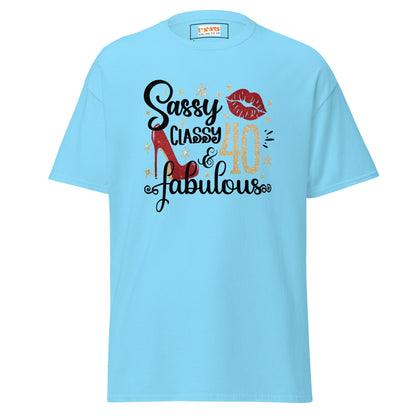 Sassy & Classy | 40th Birthday T-Shirt - Sky - T-Shirts Online