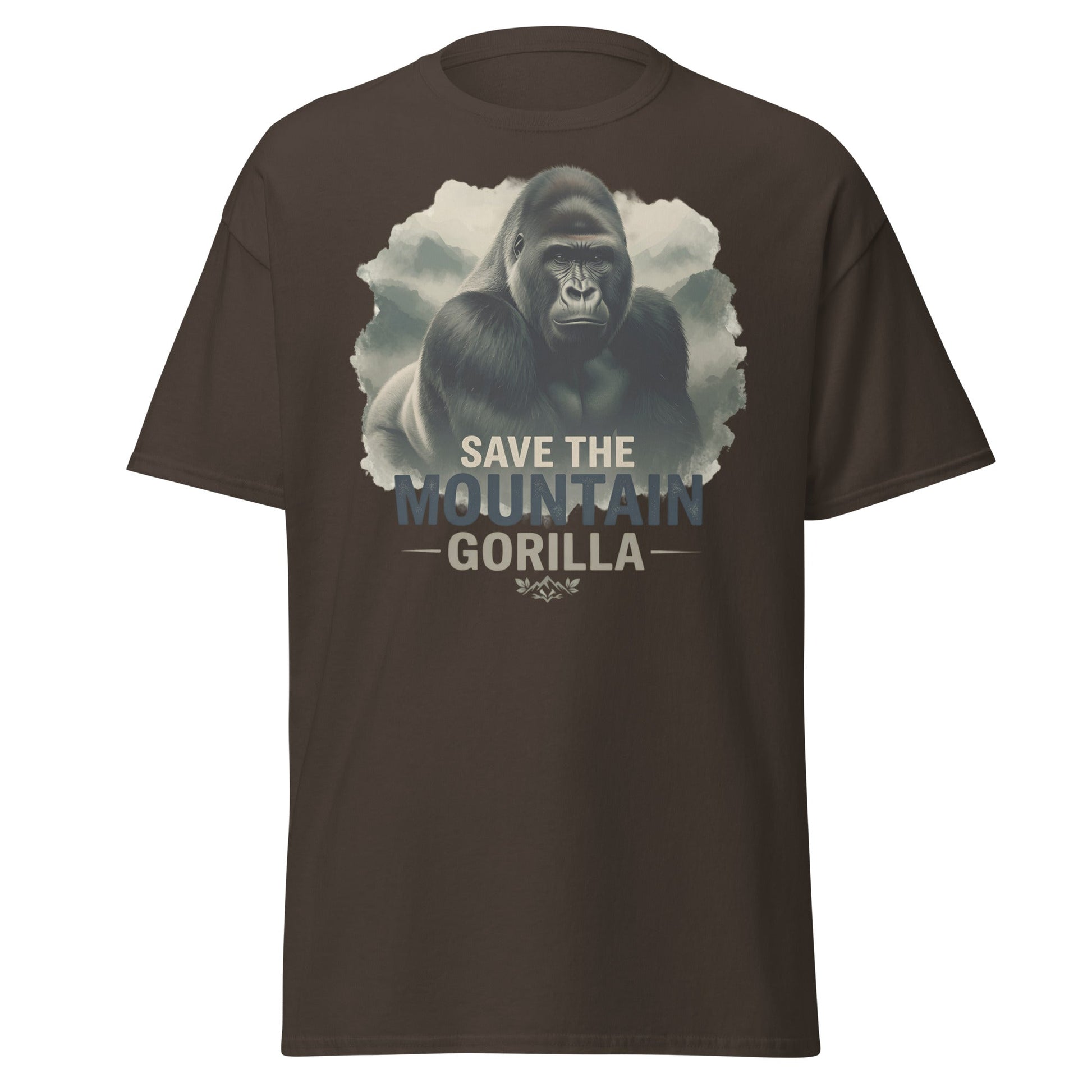 Save the Mountain Gorilla T-Shirt – Wildlife Conservation Tee - Dark Chocolate - T-Shirts Online