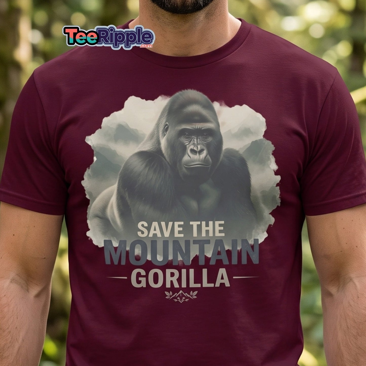 Save the Mountain Gorilla T-Shirt – Wildlife Conservation Tee - Maroon - T-Shirts Online