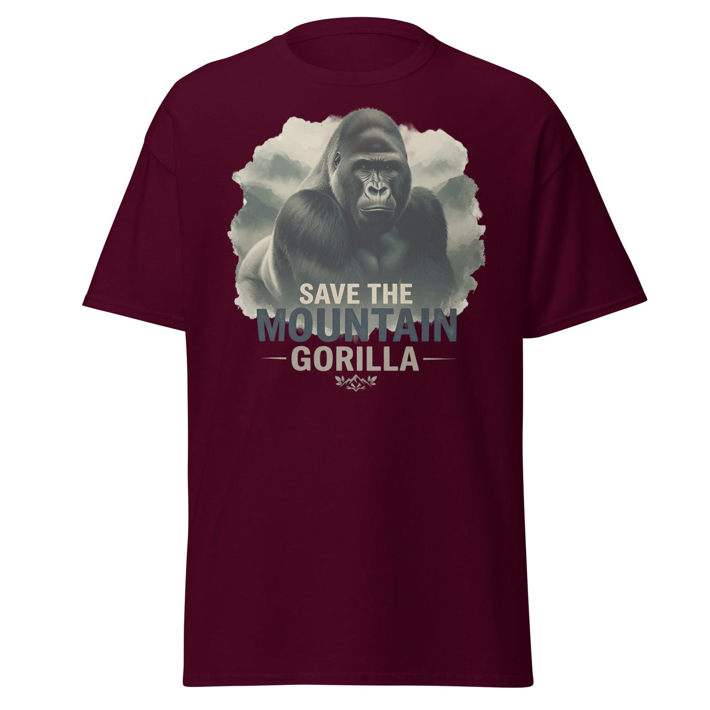 Save the Mountain Gorilla T-Shirt – Wildlife Conservation Tee - Maroon - T-Shirts Online