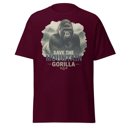 Save the Mountain Gorilla T-Shirt – Wildlife Conservation Tee - Maroon - T-Shirts Online