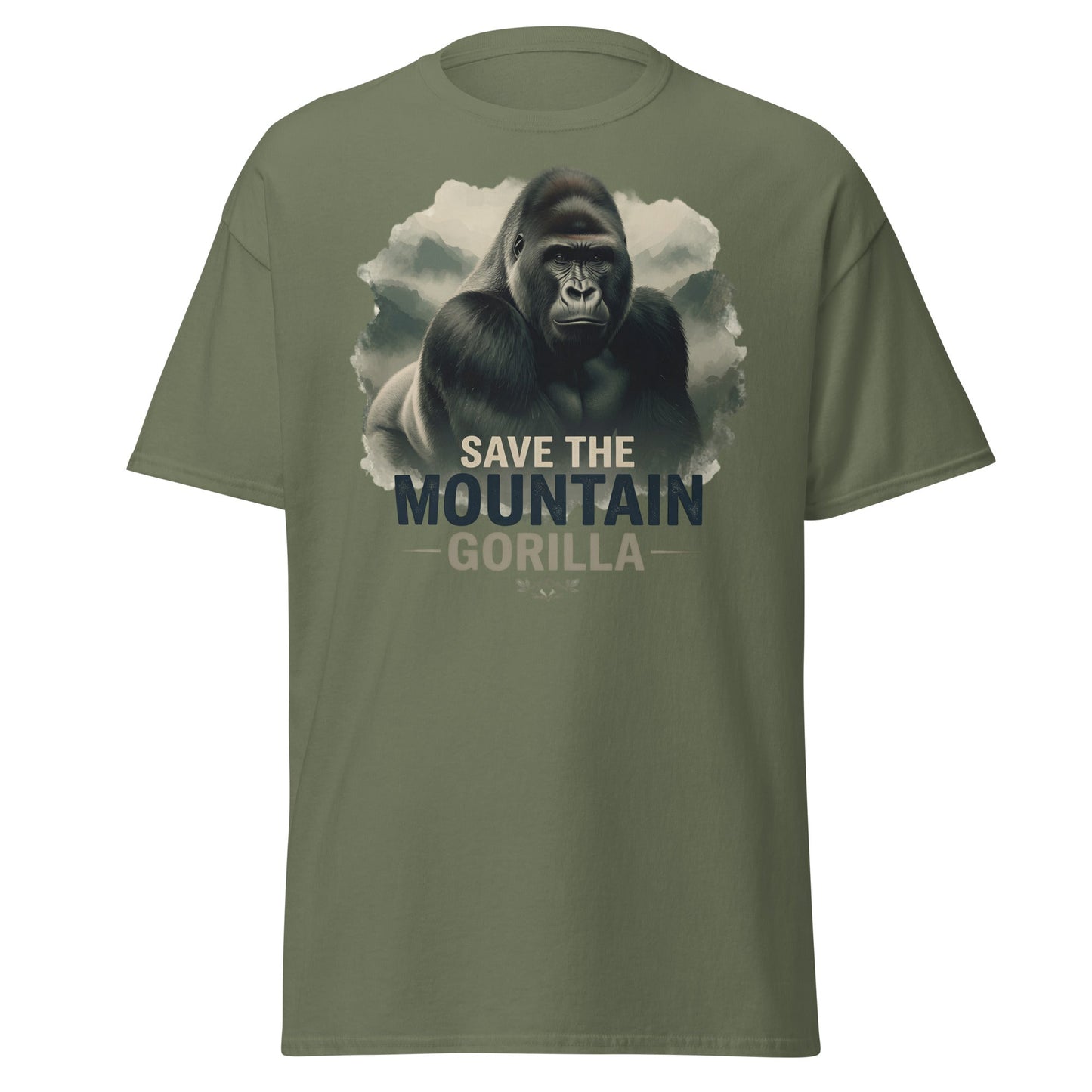 Save the Mountain Gorilla T-Shirt – Wildlife Conservation Tee - Military Green - T-Shirts Online