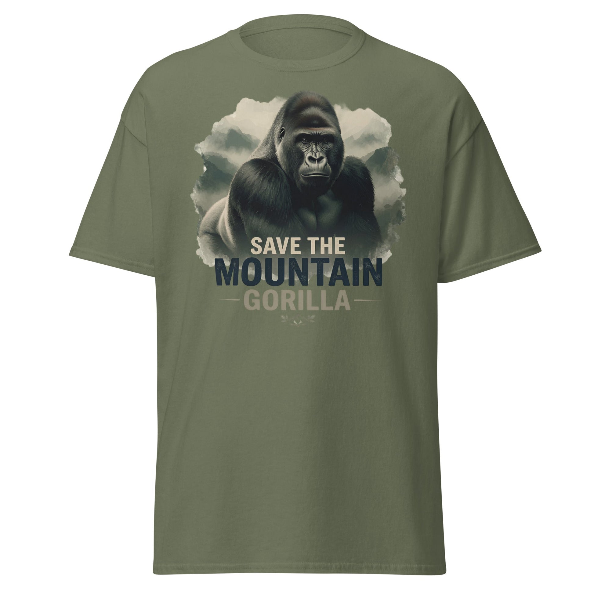 Save the Mountain Gorilla T-Shirt – Wildlife Conservation Tee - Military Green - T-Shirts Online