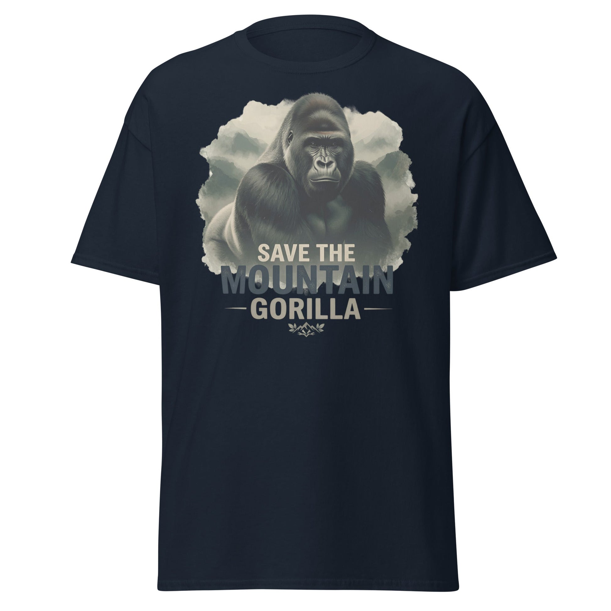 Save the Mountain Gorilla T-Shirt – Wildlife Conservation Tee - Navy - T-Shirts Online