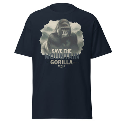 Save the Mountain Gorilla T-Shirt – Wildlife Conservation Tee - Navy - T-Shirts Online