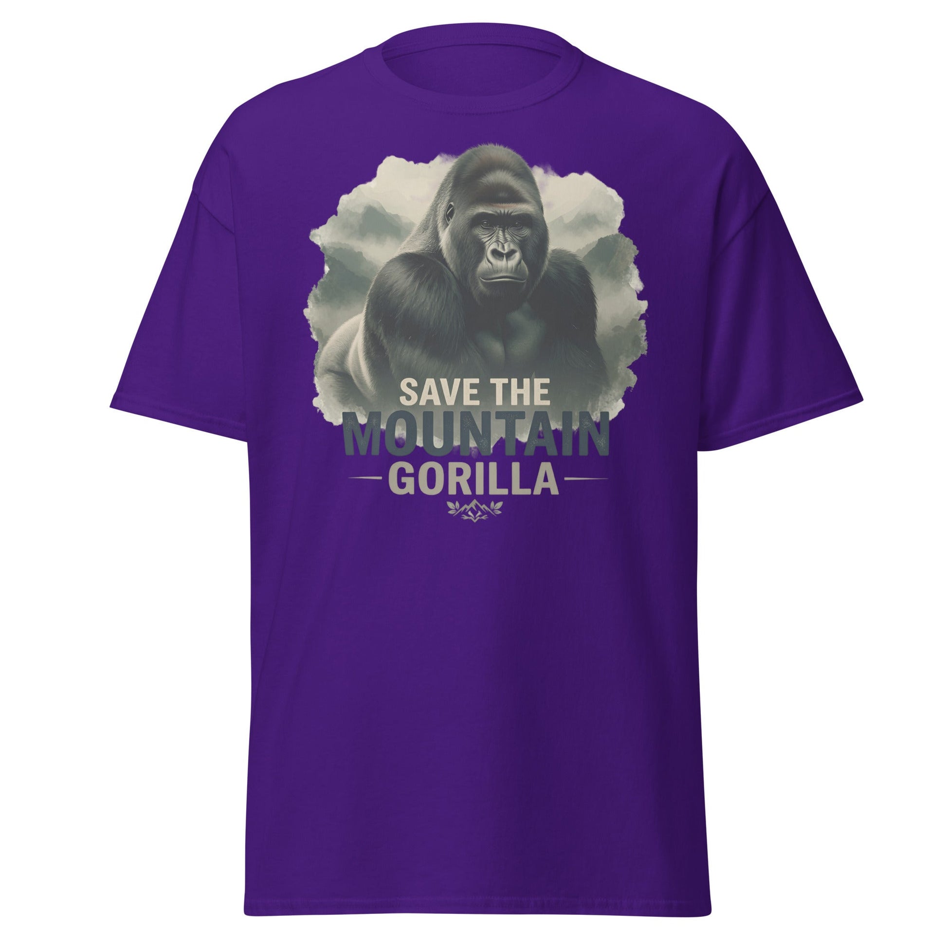 Save the Mountain Gorilla T-Shirt – Wildlife Conservation Tee - Purple - T-Shirts Online