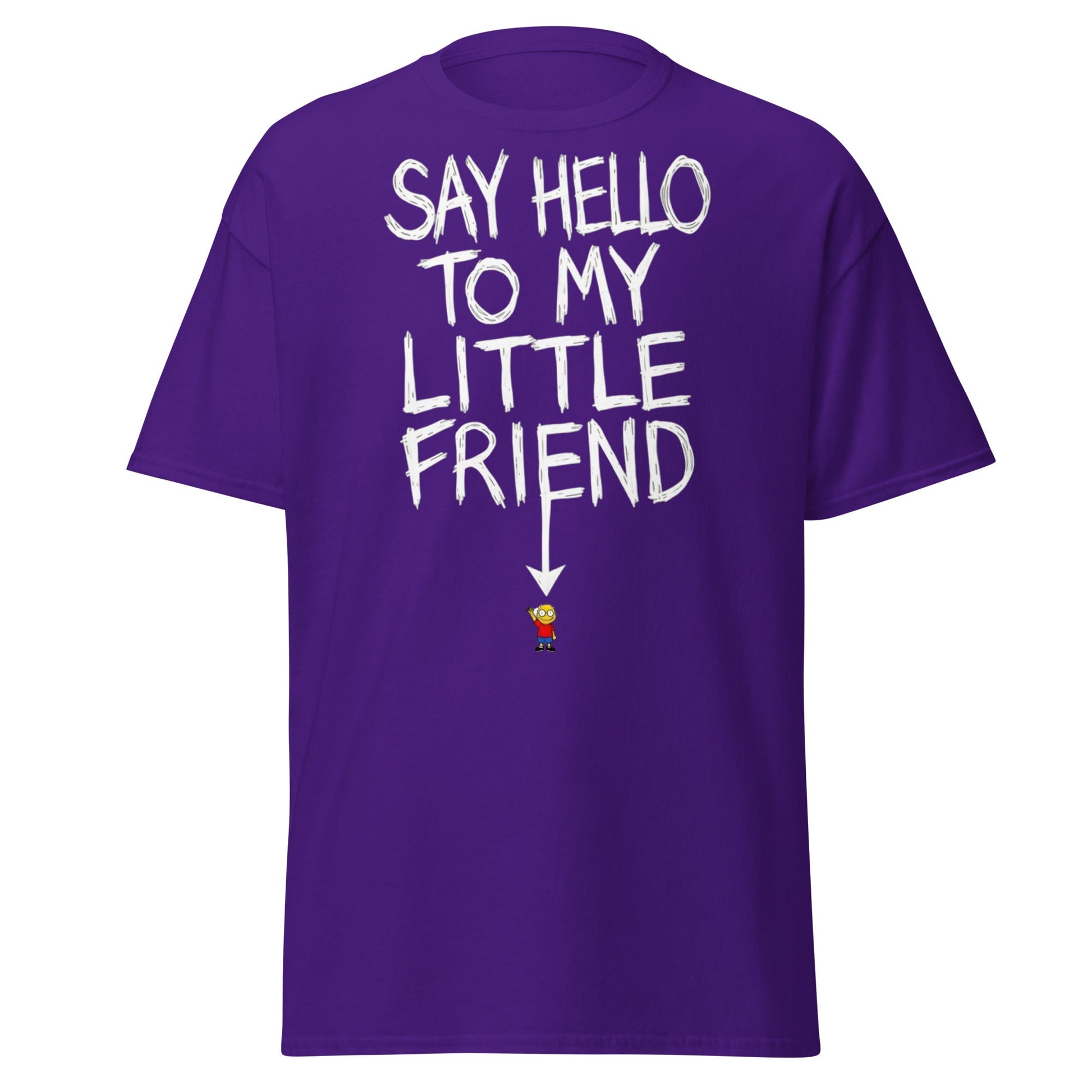 Say Hello To My Little Friend Funny Graphic T-Shirt - Purple - T-Shirts Online
