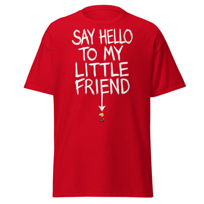 Say Hello To My Little Friend Funny Graphic T-Shirt - Red - T-Shirts Online