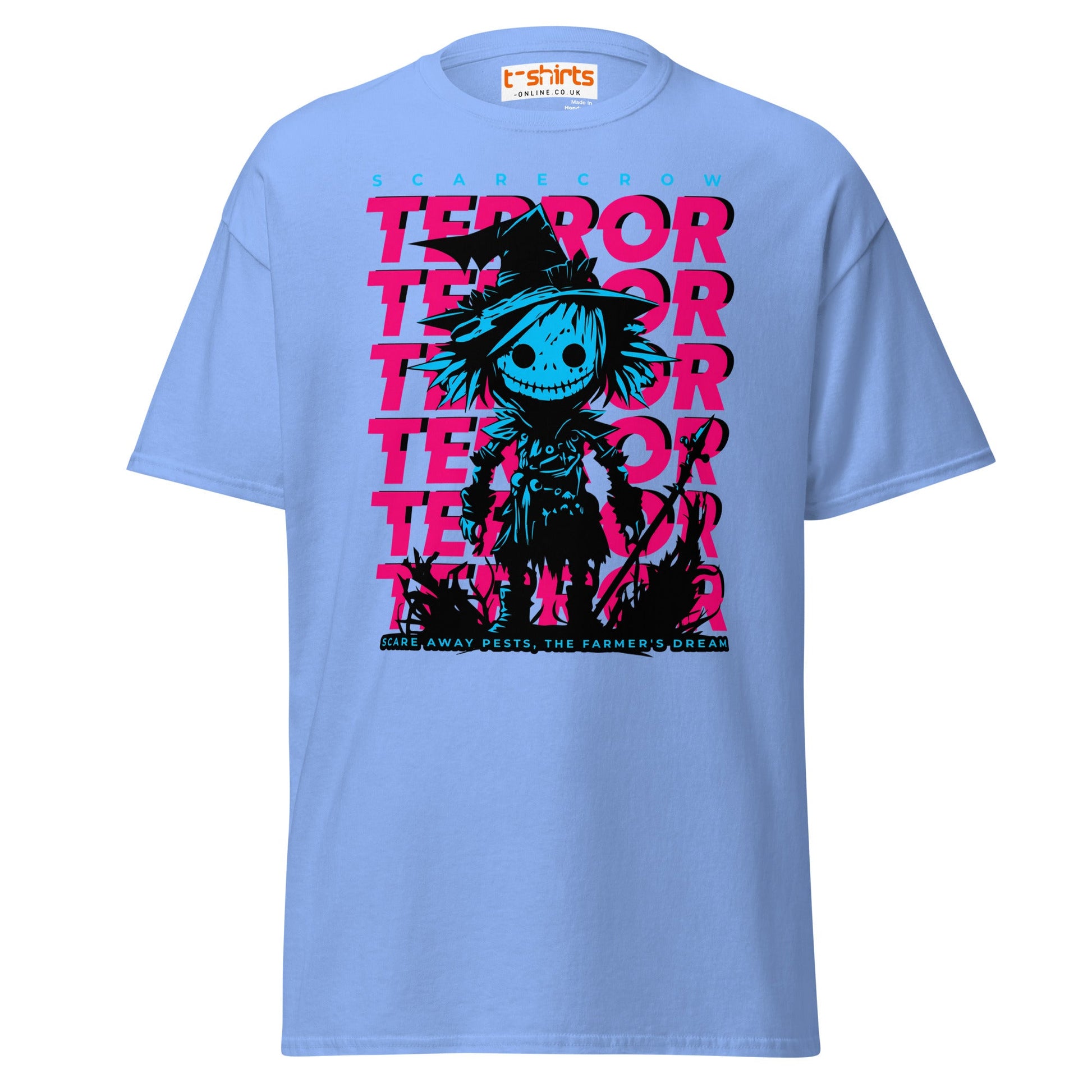 Scarecrow Terror Halloween T-Shirt - Carolina Blue - T-Shirts Online
