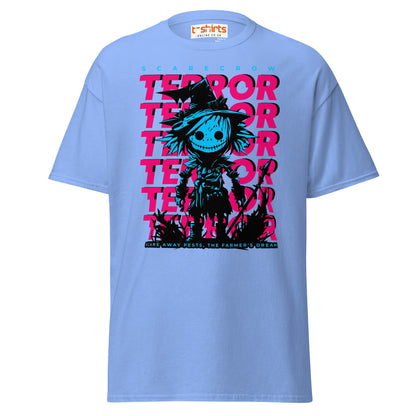 Scarecrow Terror Halloween T-Shirt - Carolina Blue - T-Shirts Online