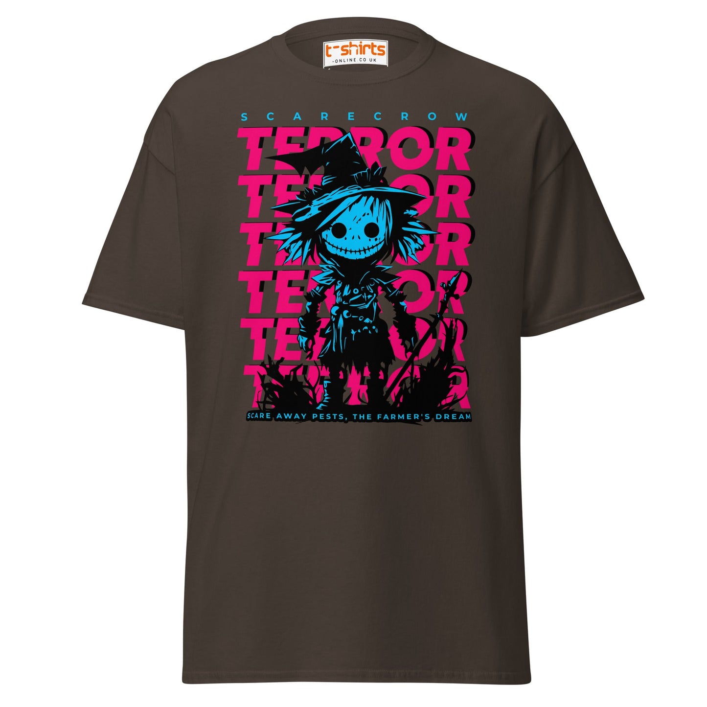 Scarecrow Terror Halloween T-Shirt - Dark Chocolate - T-Shirts Online