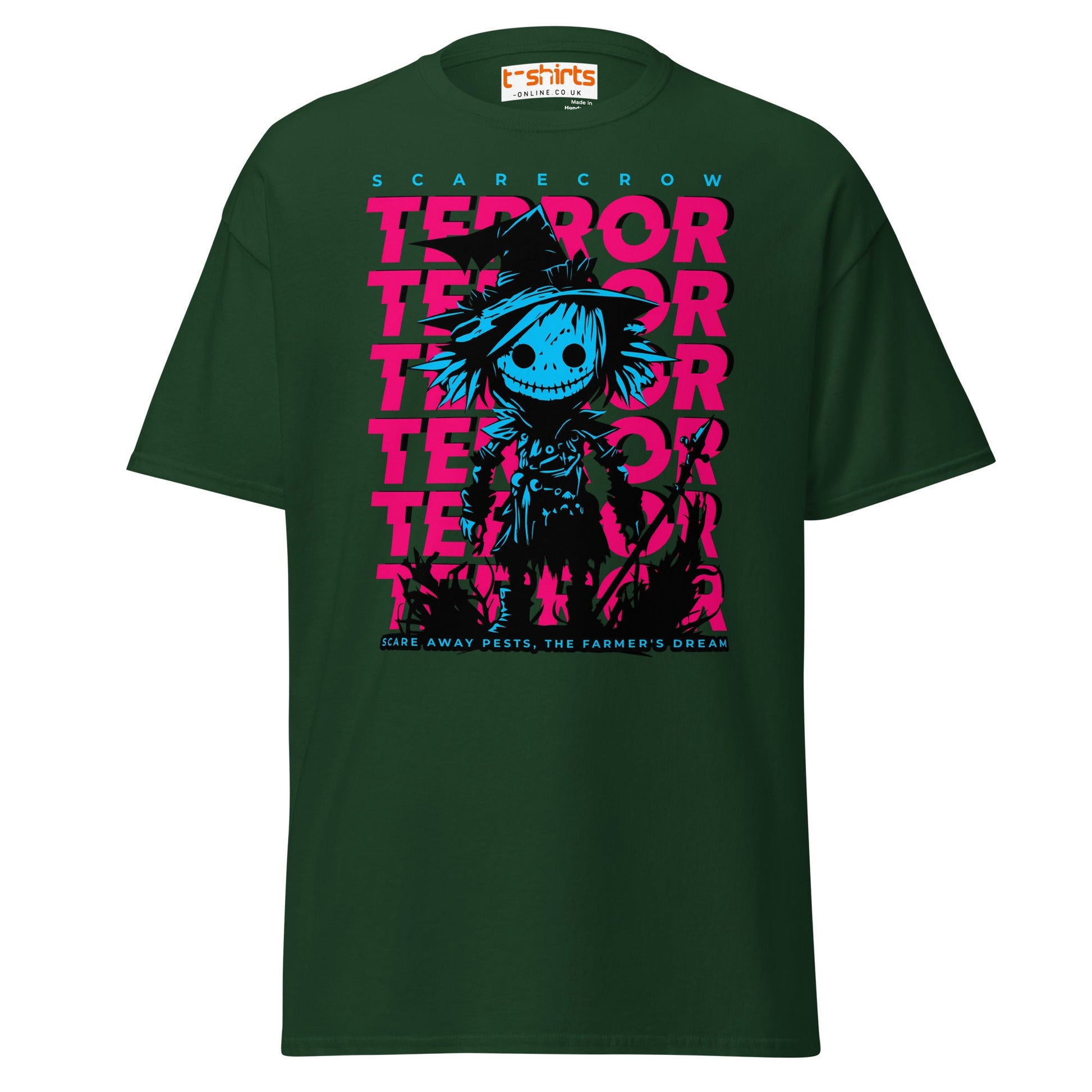 Scarecrow Terror Halloween T-Shirt - Forest Green - T-Shirts Online