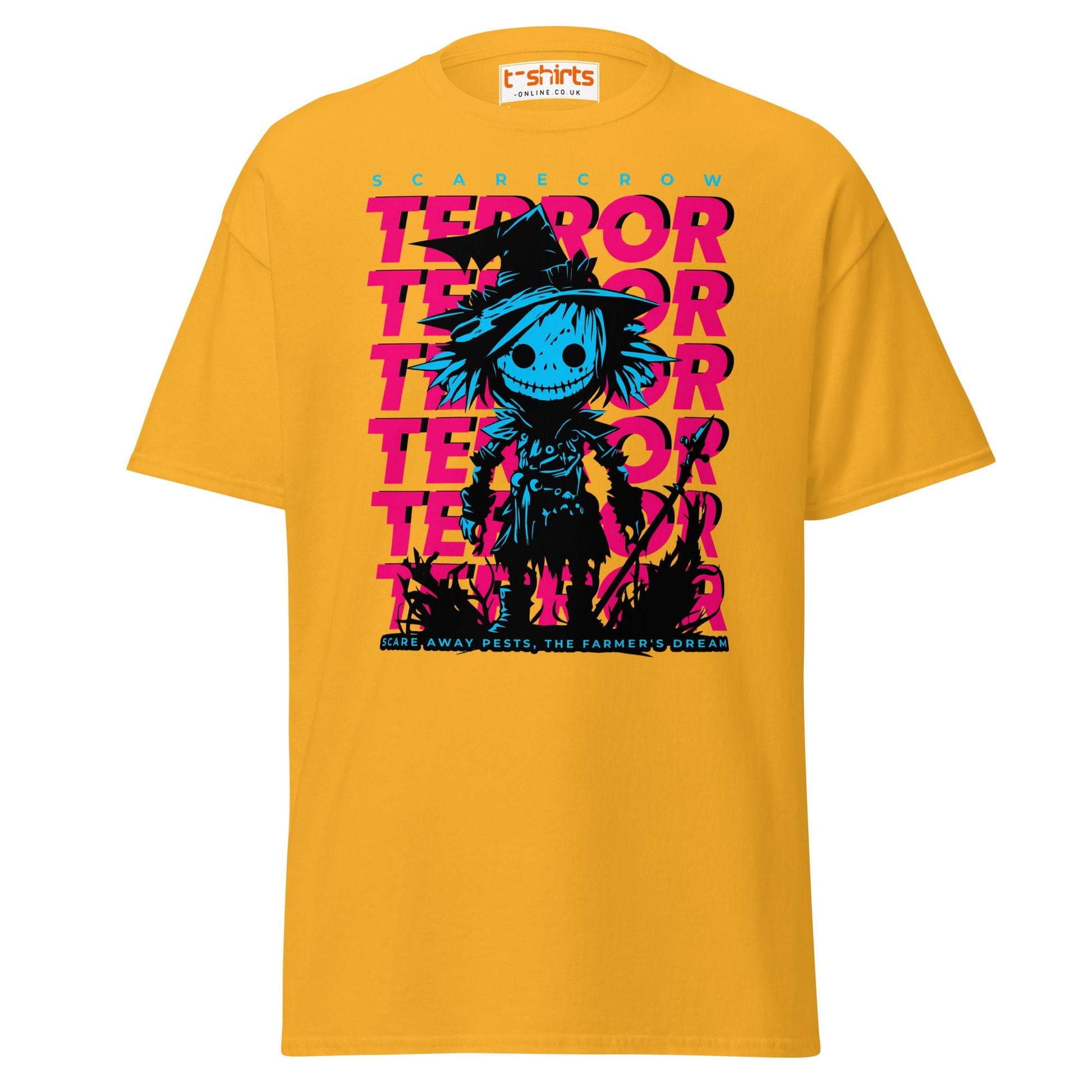 Scarecrow Terror Halloween T-Shirt - Gold - T-Shirts Online