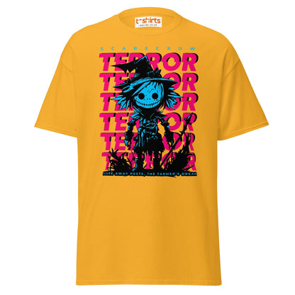 Scarecrow Terror Halloween T-Shirt - Gold - T-Shirts Online