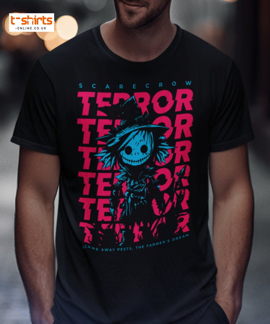Scarecrow Terror Halloween T-Shirt - Maroon - T-Shirts Online