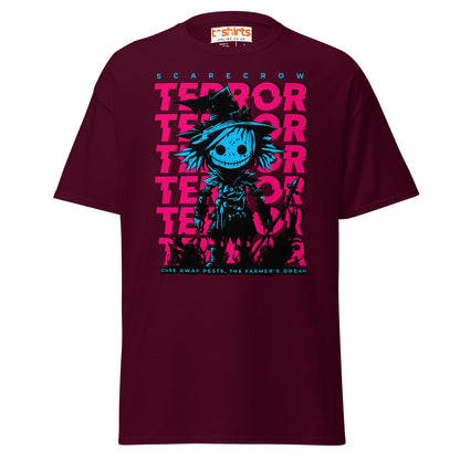 Scarecrow Terror Halloween T-Shirt - Maroon - T-Shirts Online