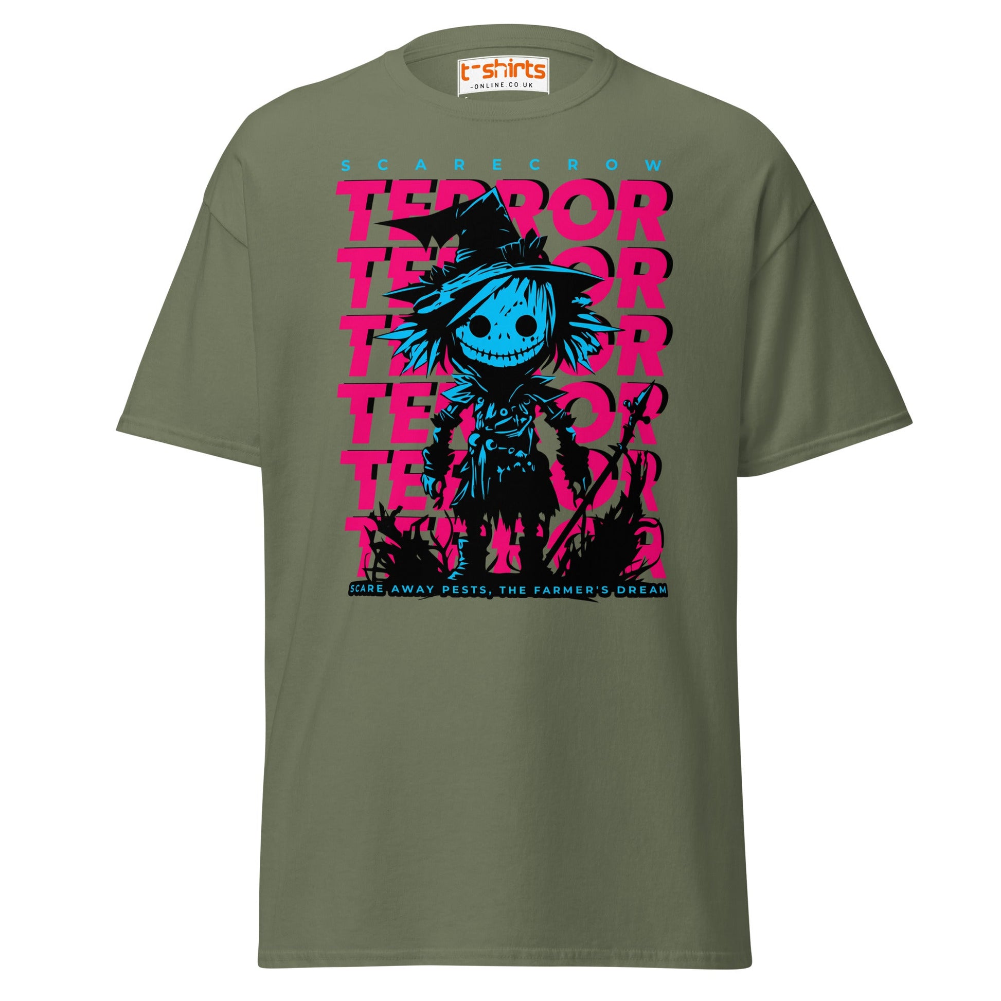 Scarecrow Terror Halloween T-Shirt - Military Green - T-Shirts Online