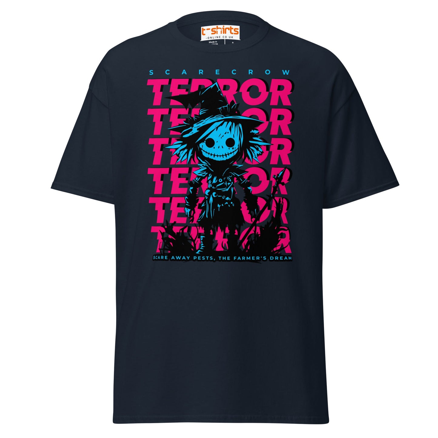 Scarecrow Terror Halloween T-Shirt - Navy - T-Shirts Online