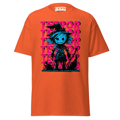 Scarecrow Terror Halloween T-Shirt - Orange - T-Shirts Online