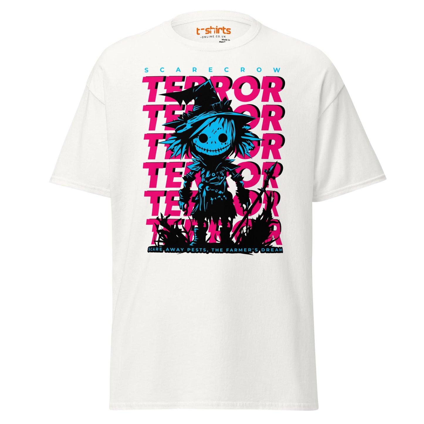Scarecrow Terror Halloween T-Shirt - White - T-Shirts Online