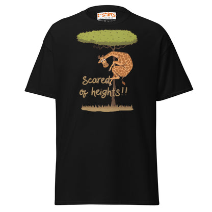 Scared of Heights Giraffe T-Shirt – Funny Animal Tee - Black - T-Shirts Online
