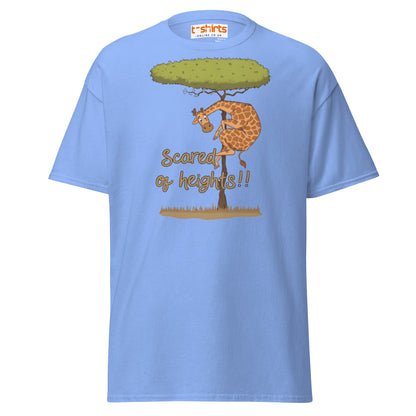 Scared of Heights Giraffe T-Shirt – Funny Animal Tee - Carolina Blue - T-Shirts Online