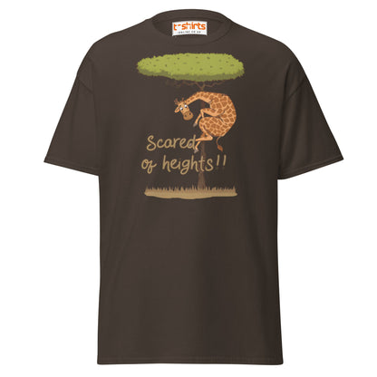 Scared of Heights Giraffe T-Shirt – Funny Animal Tee - Dark Chocolate - T-Shirts Online