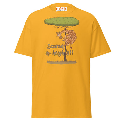 Scared of Heights Giraffe T-Shirt – Funny Animal Tee - Gold - T-Shirts Online