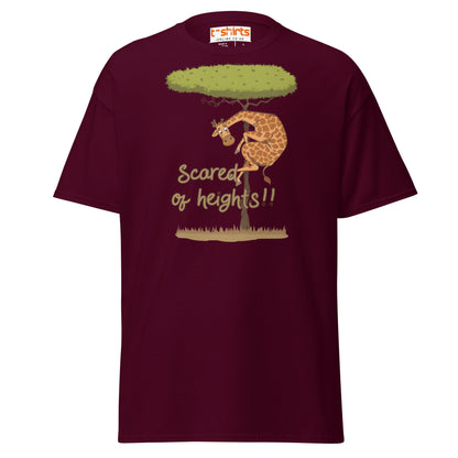 Scared of Heights Giraffe T-Shirt – Funny Animal Tee - Maroon - T-Shirts Online