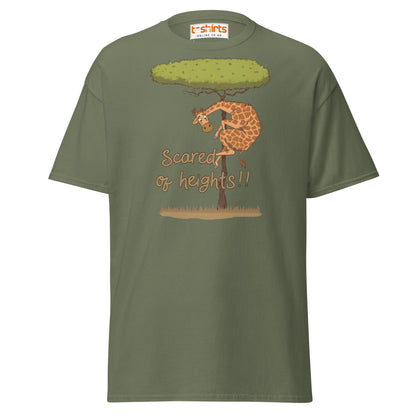 Scared of Heights Giraffe T-Shirt – Funny Animal Tee - Military Green - T-Shirts Online
