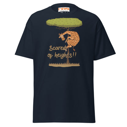 Scared of Heights Giraffe T-Shirt – Funny Animal Tee - Navy - T-Shirts Online