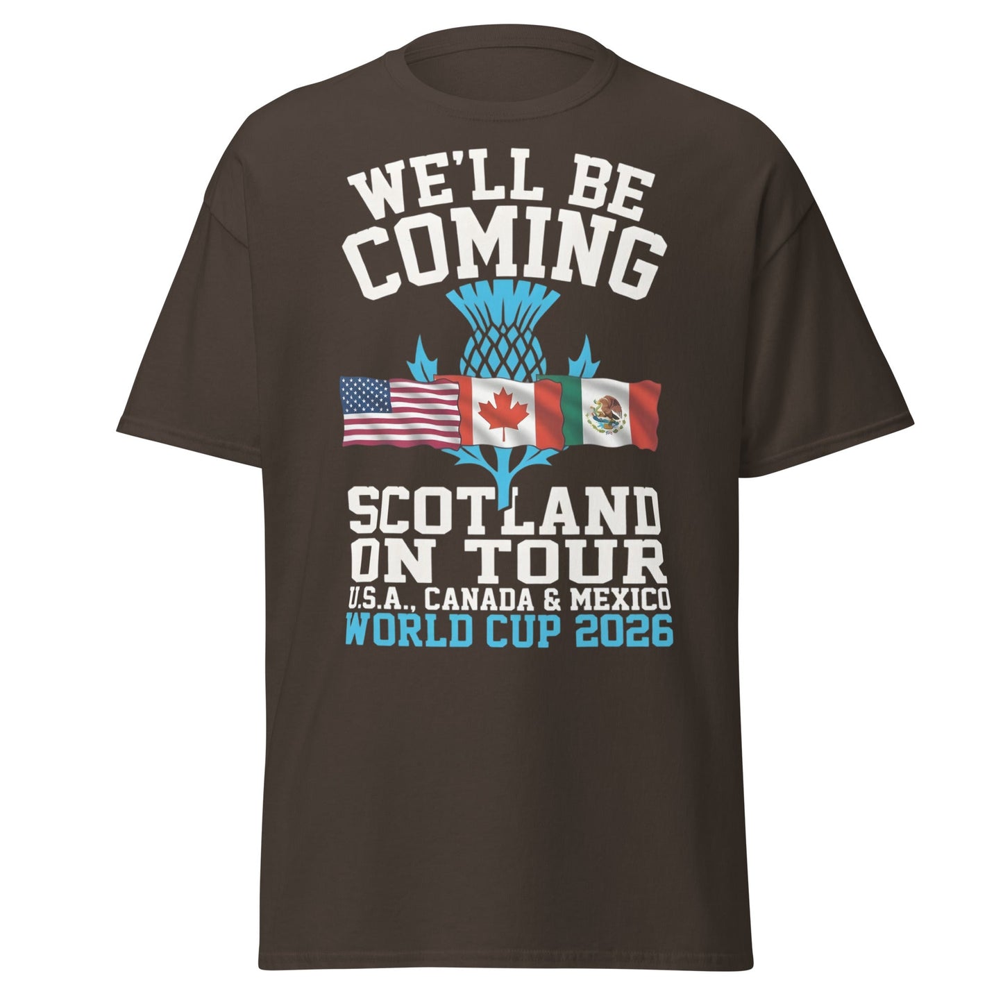 Scotland on Tour World Cup 2026 T-Shirt - Fan Supporters Tee - Dark Chocolate - T-Shirts Online