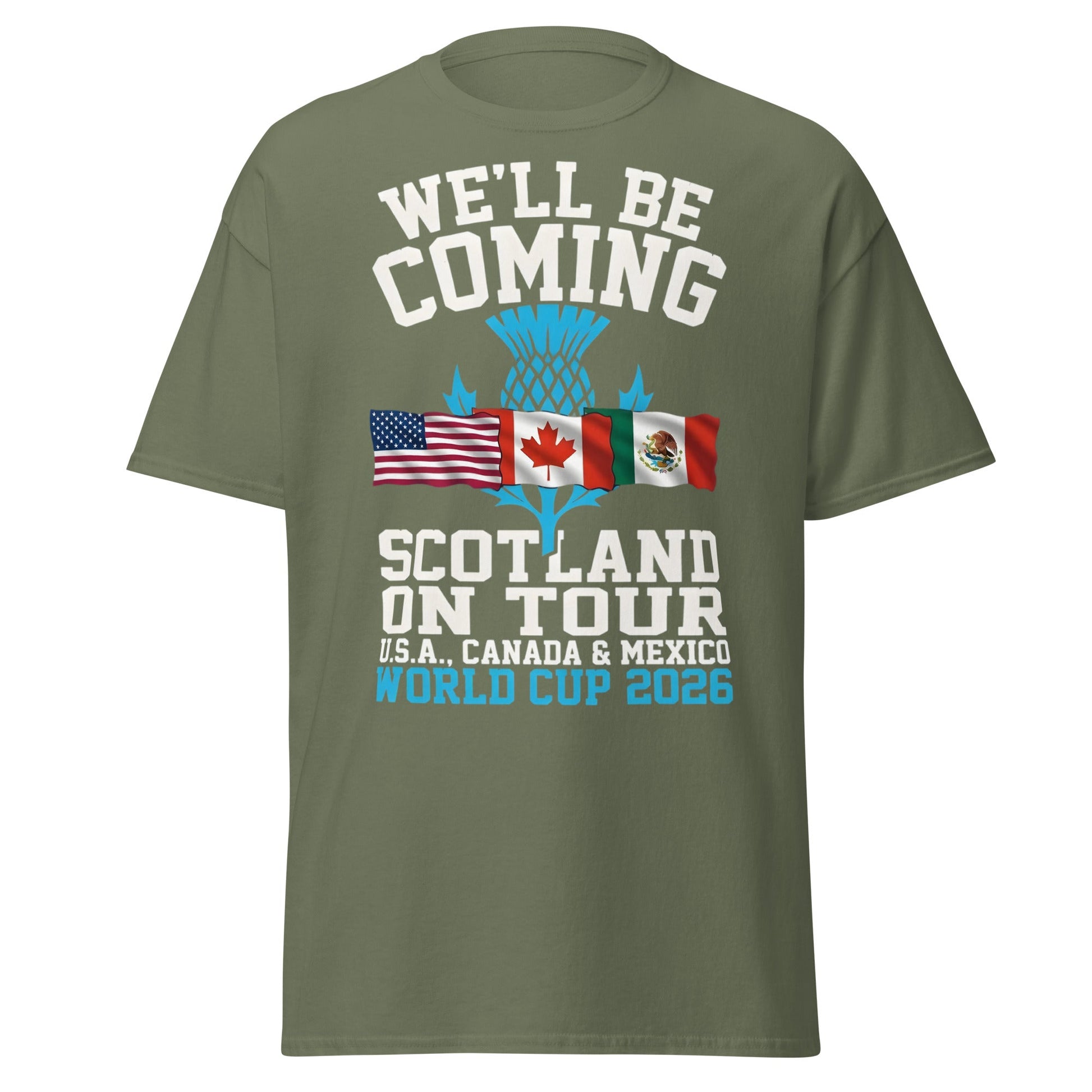 Scotland on Tour World Cup 2026 T-Shirt - Fan Supporters Tee - Military Green - T-Shirts Online