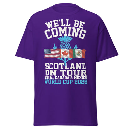 Scotland on Tour World Cup 2026 T-Shirt - Fan Supporters Tee - Purple - T-Shirts Online