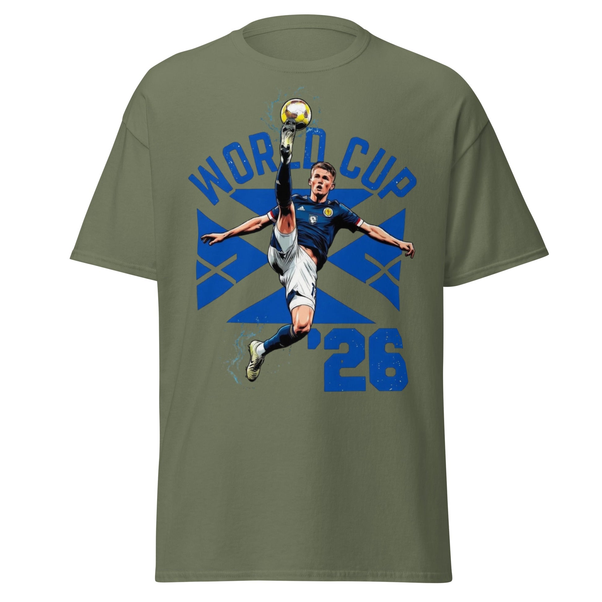 Scotland Soccer World Cup '26 Graphic T-Shirt - Military Green - T-Shirts Online