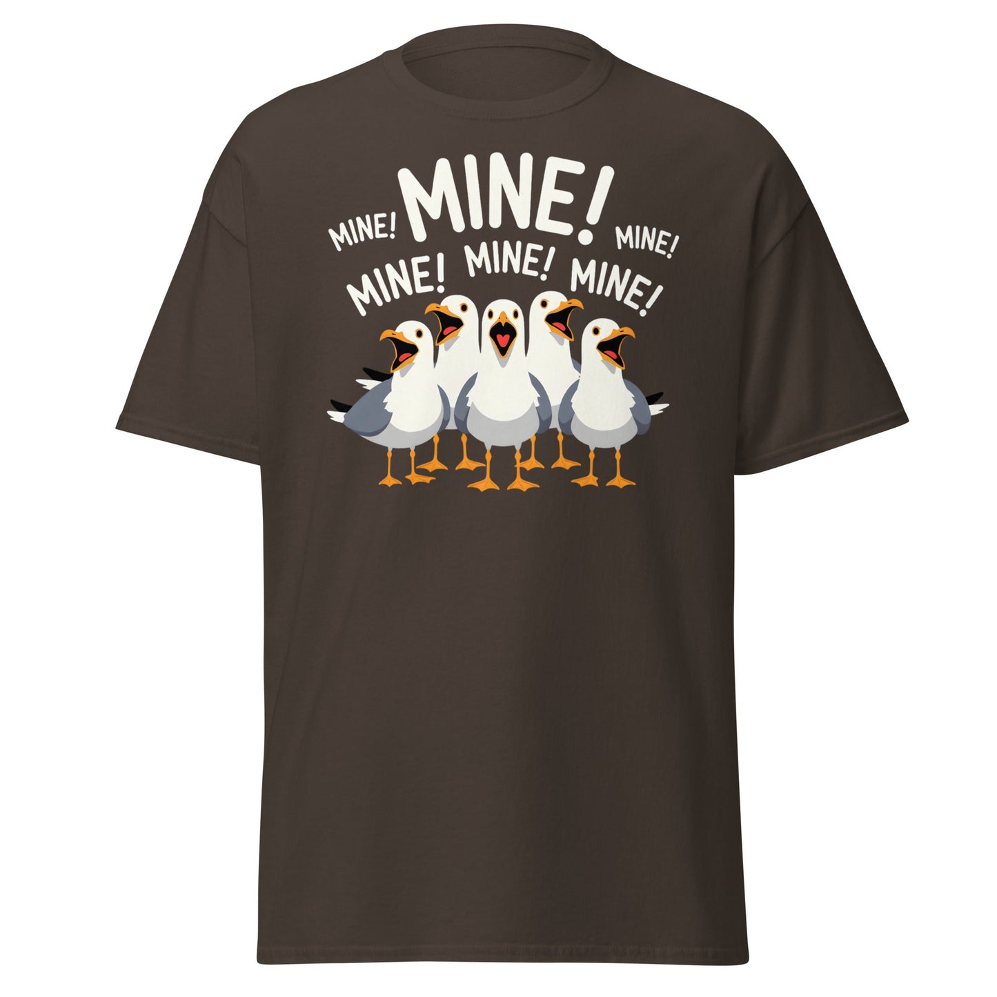 Seagull MINE! Funny Bird T-Shirt – Finding Nemo Inspired Tee - Dark Chocolate - T-Shirts Online