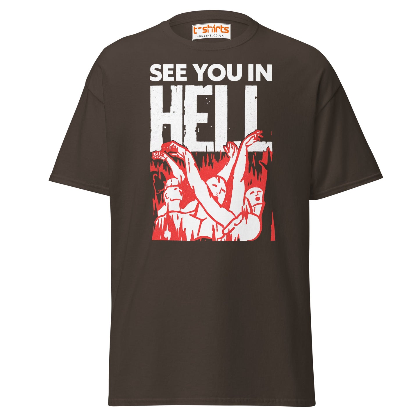 See You In Hell T-Shirt – Distressed Gothic Tee - Dark Chocolate - T-Shirts Online