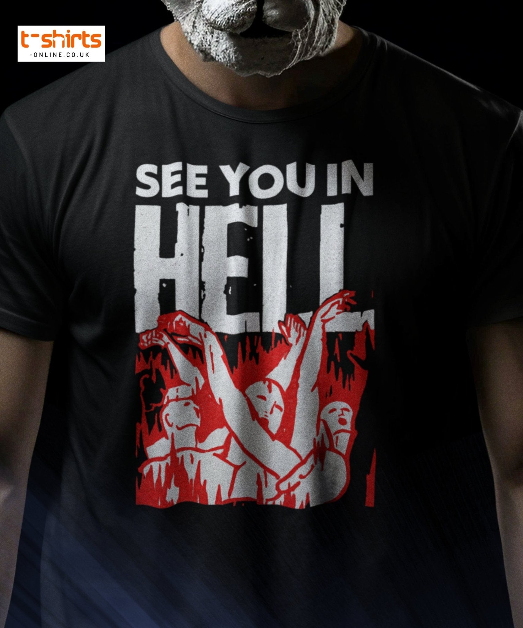 See You In Hell T-Shirt – Distressed Gothic Tee - Maroon - T-Shirts Online