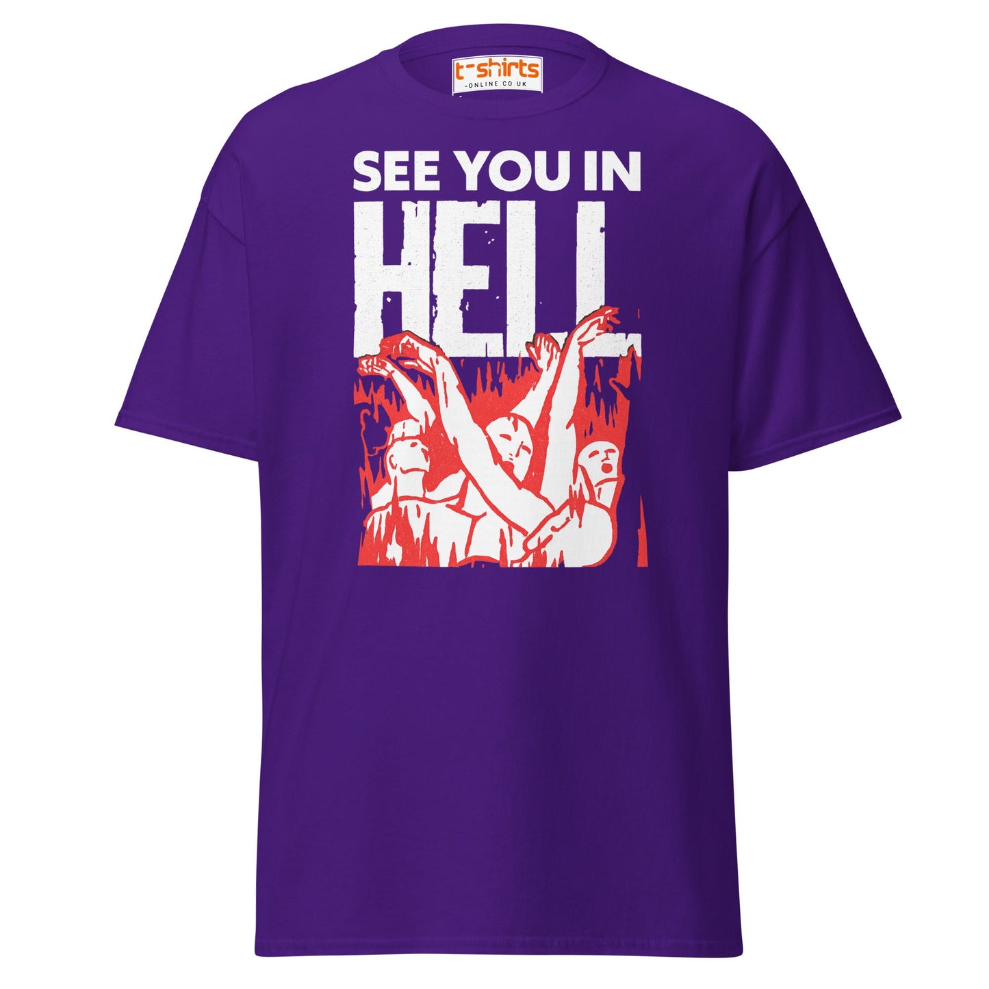 See You In Hell T-Shirt – Distressed Gothic Tee - Purple - T-Shirts Online