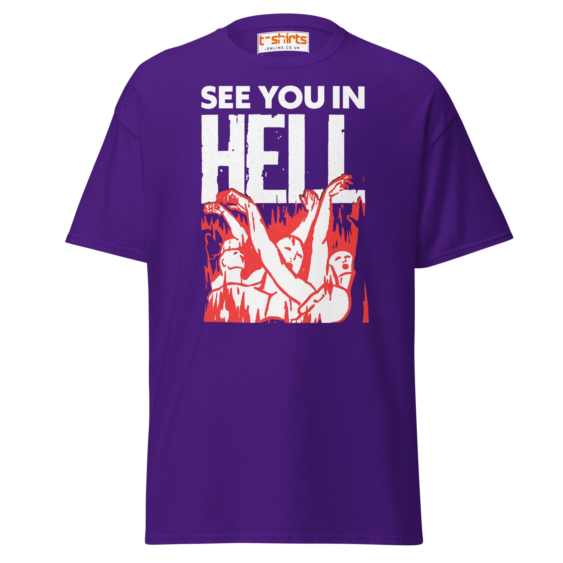 See You In Hell T-Shirt – Distressed Gothic Tee - Purple - T-Shirts Online