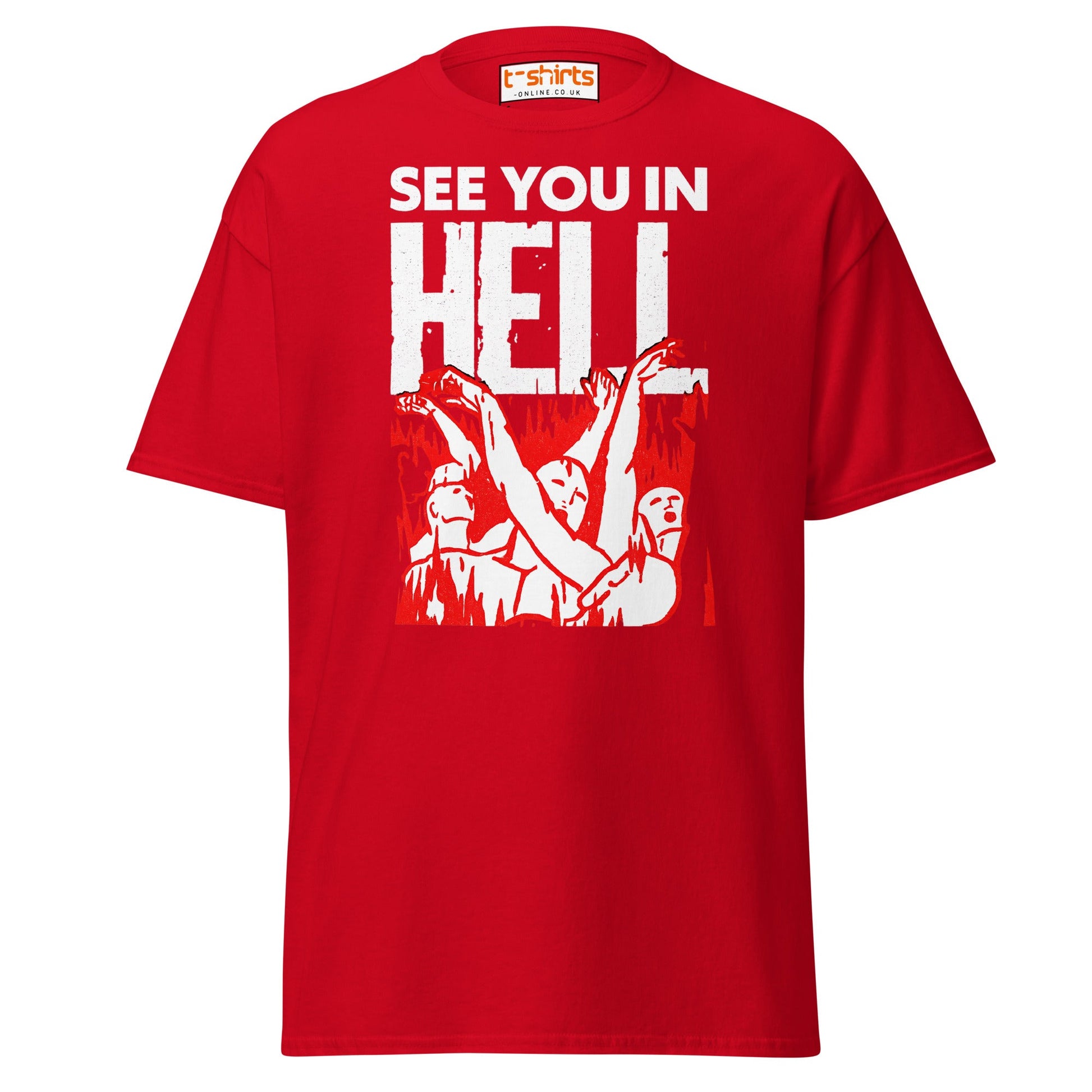 See You In Hell T-Shirt – Distressed Gothic Tee - Red - T-Shirts Online