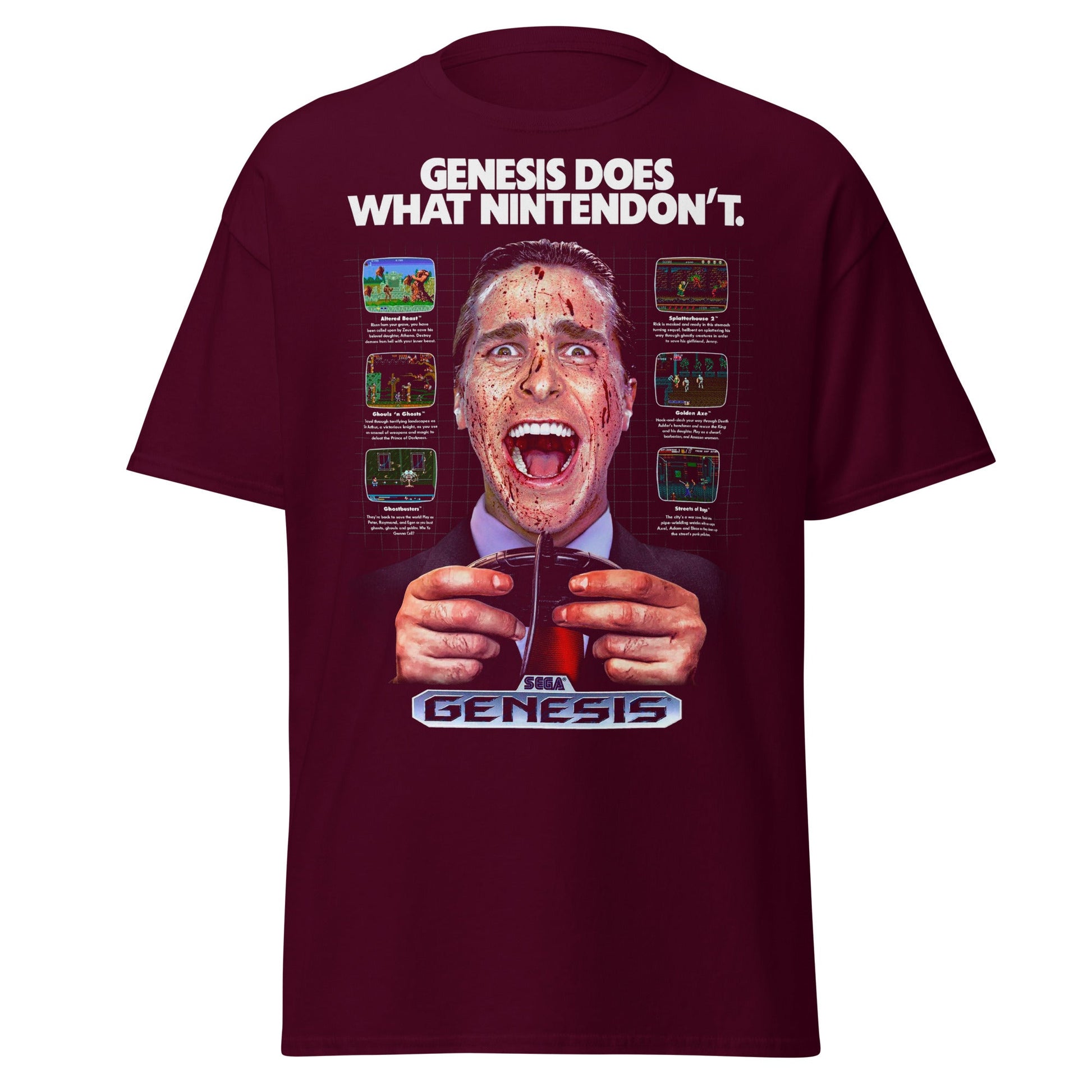 Sega Genesis Does What Nintendon't T-Shirt - Maroon - T-Shirts Online