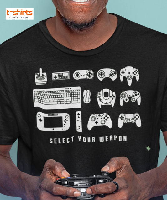 Select Your Weapon T-Shirt – Gamer Tee - Maroon - T-Shirts Online