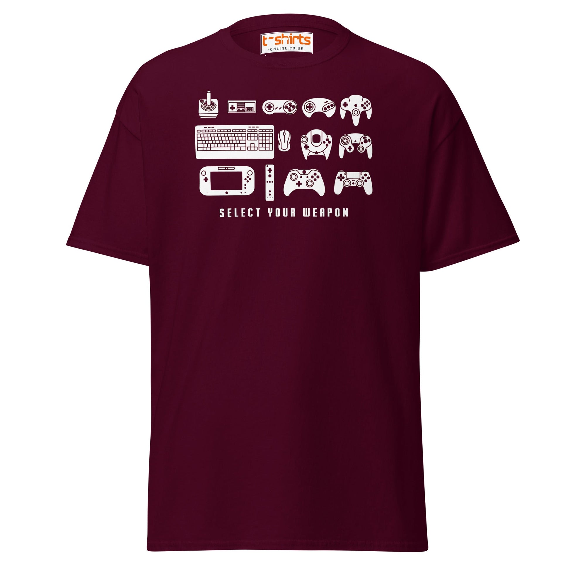 Select Your Weapon T-Shirt - Maroon - T-Shirts Online