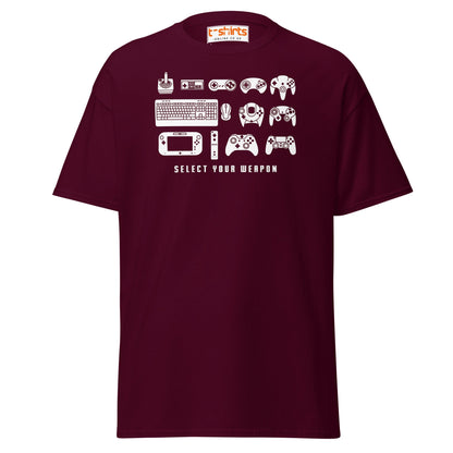 Select Your Weapon T-Shirt - Maroon - T-Shirts Online
