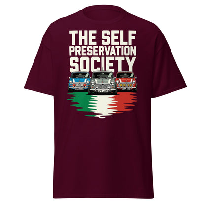 Self Preservation Society T-Shirt - Classic British Icon Tee - Maroon - T-Shirts Online